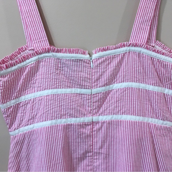 Duffield Lane Women’s Small Mini Dress Pink White Striped Seersucker Beach - Picture 4 of 8